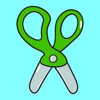 Scissors character. hand drawn cartoon kawaii character illustration icon. Isolated on blue background. Scissors character concept vector