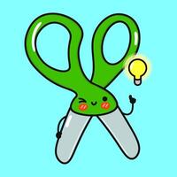Scissors bingo character. hand drawn cartoon kawaii character illustration icon. Isolated on blue background. Scissors character concept vector