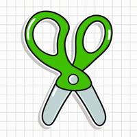 Cute funny Scissors sticker. hand drawn cartoon kawaii character illustration icon. Isolated on background. Scissors card character concept vector