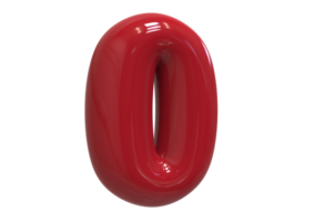 Number Zero 3D render Color Red background transparent png