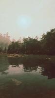A body of water surrounded by trees and rocks video