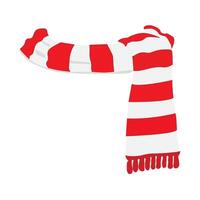 Seasonal red and white striped scarf draped casually on a surface in winter setting vector