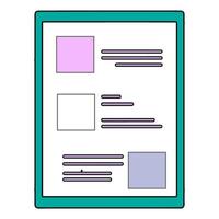 Digital tablet displaying a user interface design with colorful boxes and text elements vector