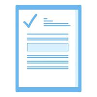 A completed form with a blue checkmark indicating successful submission or approval vector