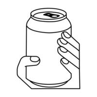A person holding a can with both hands, showcasing the grip and shape of the beverage container vector
