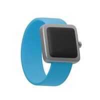 3D illustration of modern smartwatch with blue strap and minimalistic design. Perfect for fitness, health tracking, technology, wearable gadgets, or user interface concepts vector