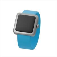 3D illustration of modern smartwatch with blue strap and minimalistic design. Perfect for fitness, health tracking, technology, wearable gadgets, or user interface concepts vector