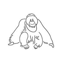 A drawing of a gorilla sitting down vector