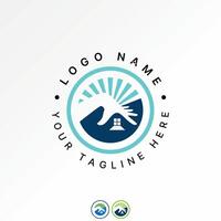 Logo design graphic concept abstract creative premium stock hand assurance roof house sun rays window. Related to home environmentally friendly vector