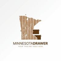 Logo design graphic concept creative premium stock image graphic unique wood fiber Minnesota map drawer cabinet Related to property carpenter vector