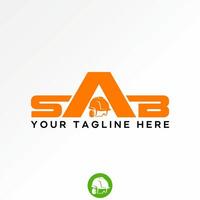 Logo design graphic concept creative premium stock image graphic initial SAB font ear google helmet protection outdoor to safety site equipment vector