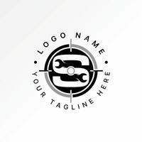 Logo design graphic concept creative premium stock image graphic letter S font mechanical wrench gear to target precision typography machine vector