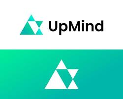 Simple geometric shape logo design about positive movement to the top right, successful business growth. vector