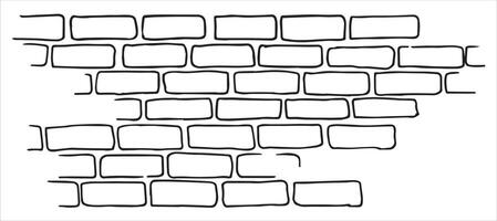brick texture, linear drawing in doodle style. vector