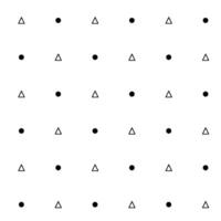 Black and white pattern with circles and triangles vector