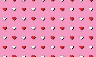 Pattern with red and white hearts isolated on pink background vector