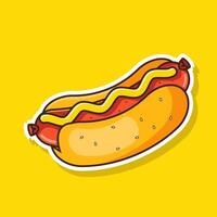 Illustration of sticker hotdog cartoon design vector
