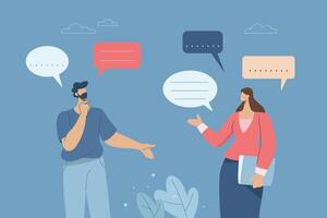Concept of communication skills, Effective communication and respect in different situations, Expressing opinions effectively in teamwork. design illustration. vector