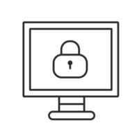 Cyber security computer icon. Padlock key vector