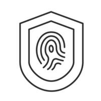 Fingerprint icon cybersecurity shield . vector