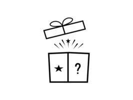 Mystery gift box icon design. Black and white opened present box icon. Exploding surprise gift box Exploding surprise gift box design vector