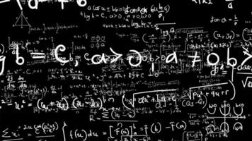 Mathematical formula animation on black background, animated calculation thinking movement. video
