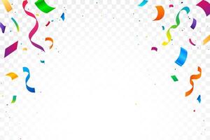 Colorful confetti explosion. Border of colorful bright confetti isolated on white background. vector