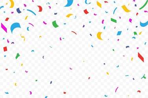 Confetti explosion on white. Shiny Colorful confetti isolated. Defocused elements. Holiday banner background. vector