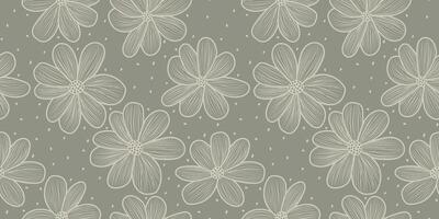 Flower line art seamless pattern. floral hand-drawn background. for textile design, gift paper. vector