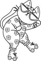 Retro Groovy Cat Face in scarf colouring image png