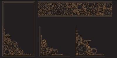 Corner, frame, and border of hand-drawn gears in a doodle sketch style, colorful and symbolic of teamwork, business ideas, and progress. vector