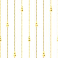 Beads gold thin with pendants from beads vertical stripes. Christmas, New Year, winter watercolor illustration hand drawn. Seamless simple geometric pattern on white background. vector