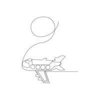 Continuous Aeroplan Line Art Design Minimalist One Line Aircraft Drawing vector