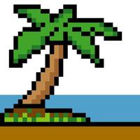 Palm tree in pixel art style vector