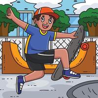 Skateboard Boy with the Airwalk Trick Colored vector