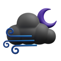 3d render cloudy and windy night illustration png