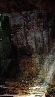A cave with sunlight coming through the rocks video