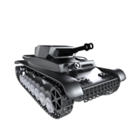 Black toy tank model on a transparent background in playful display png