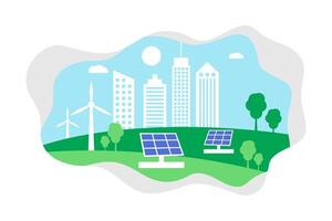 Ecology concept in paper style with modern nature background vector