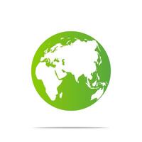 Green globe with shadow, Green energy concept on white background vector
