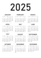 2025 Calendar Single page Full year calendar, Desk calendar, wall calendar vector