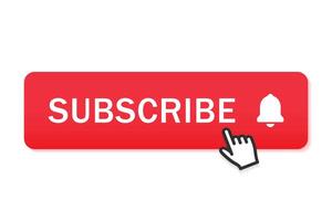 Subscribe button design with bell icon for notification vector