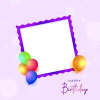 Happy birthday greeting card with empty photograph frame design vector