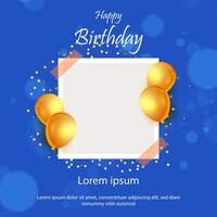 Happy birthday greeting post with empty photograph frame vector