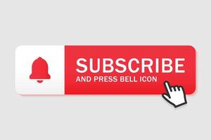 Subscribe and press bell icon button design vector