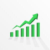 Rise up green arrow with stock trading chart vector