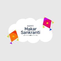 Kites flying in sky makar sankranti festival with cloud design vector