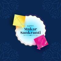 Makar sankranti decorative background with colorful kites design vector