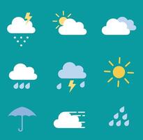Set of flat white clouds vector