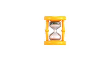 3D hourglasses icon on Watch with sand inside to measure time, Countdown to deadline icon illustration png